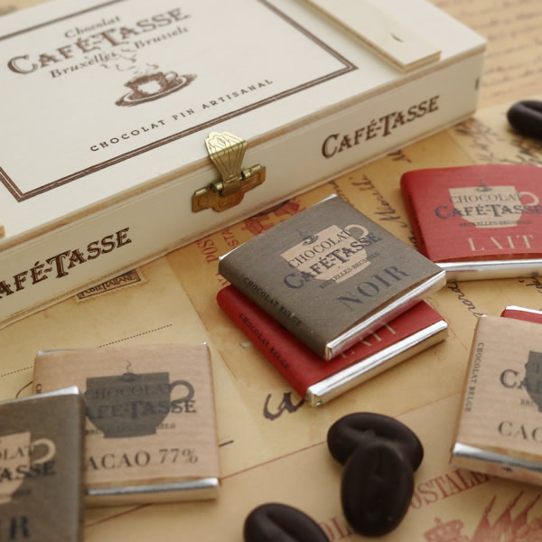 カフェタッセ（CAFE TASSE） ミニコーヒー 木箱セット 12枚入り チョコレート