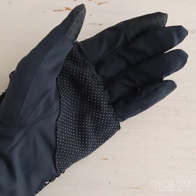 UVカット 手袋 冷感 抗菌 裾レース ショート丈 アームカバー ネイビー