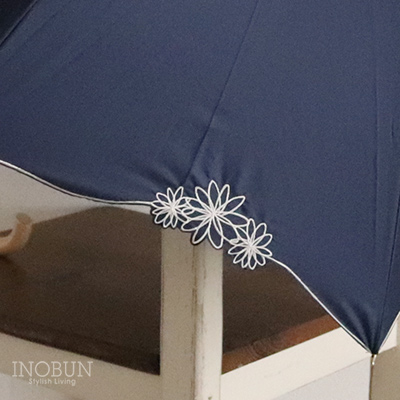 日傘 完全遮光 長傘 遮光ドームリムフラワー ネイビー 大きめ バードケージ 晴雨兼用 Wpc. ワールドパーティー